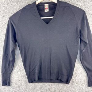 St‎ Michael Lambswool Sweater Mens Medium Black Outdoor Base Layer Preppy Hike